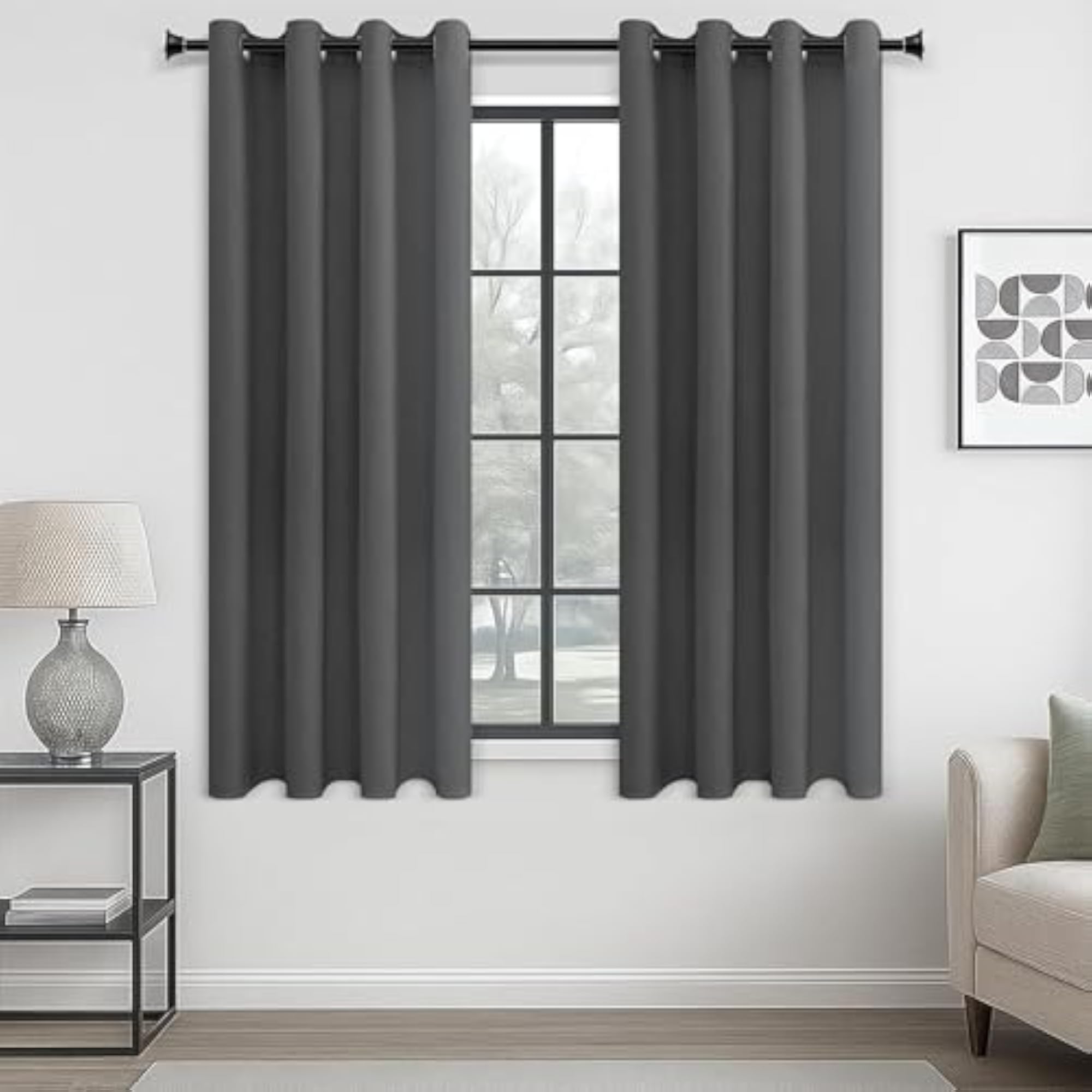 Polyester Solid Curtain, Door - 7 Feet, Grey